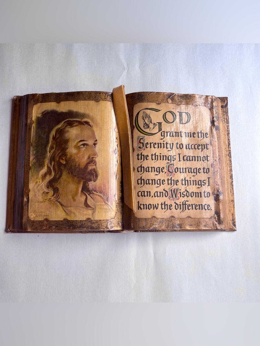 Vintage Decorative Tabletop Serenity Prayer Faux Bible